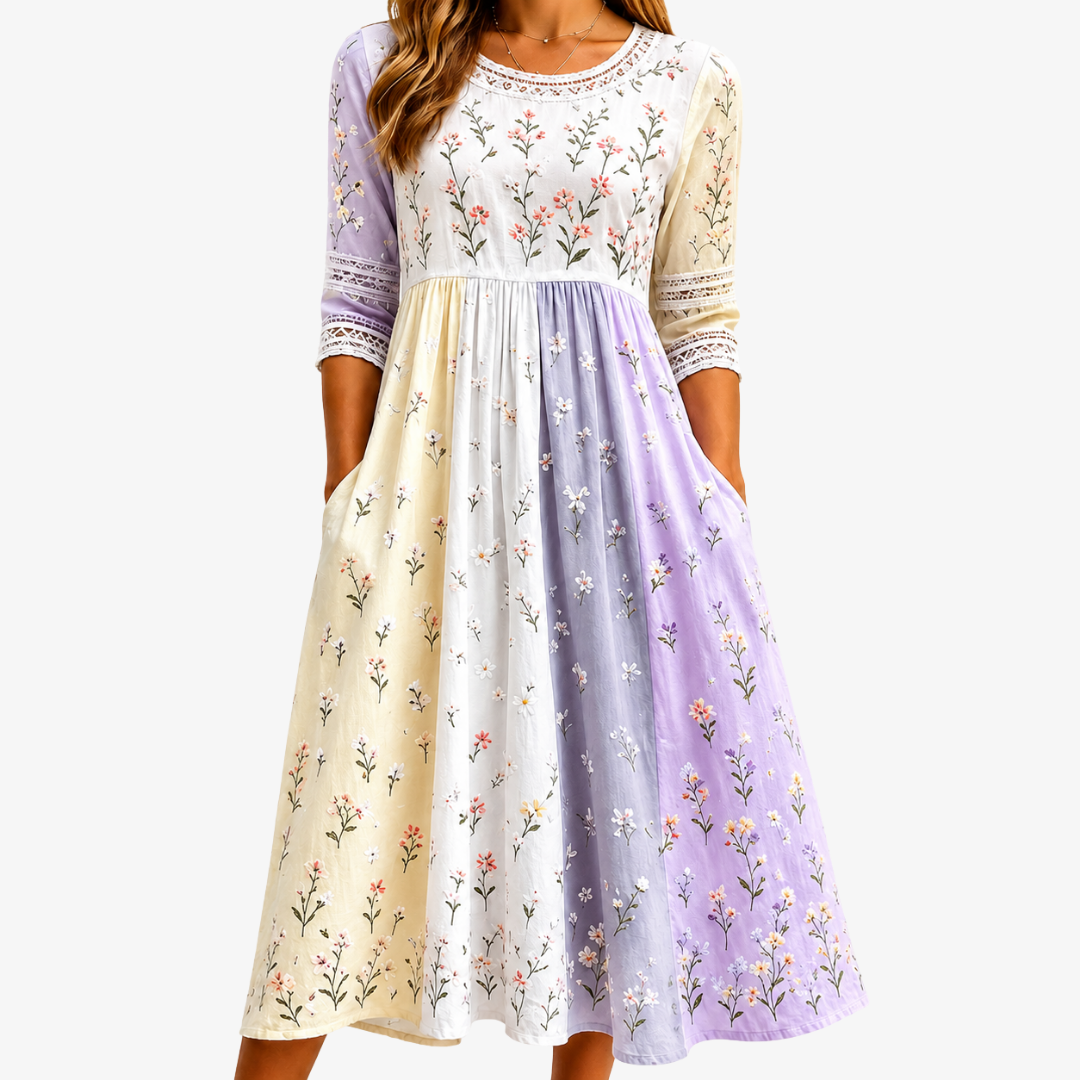 Robe Midi Patchwork Prairie Lavande