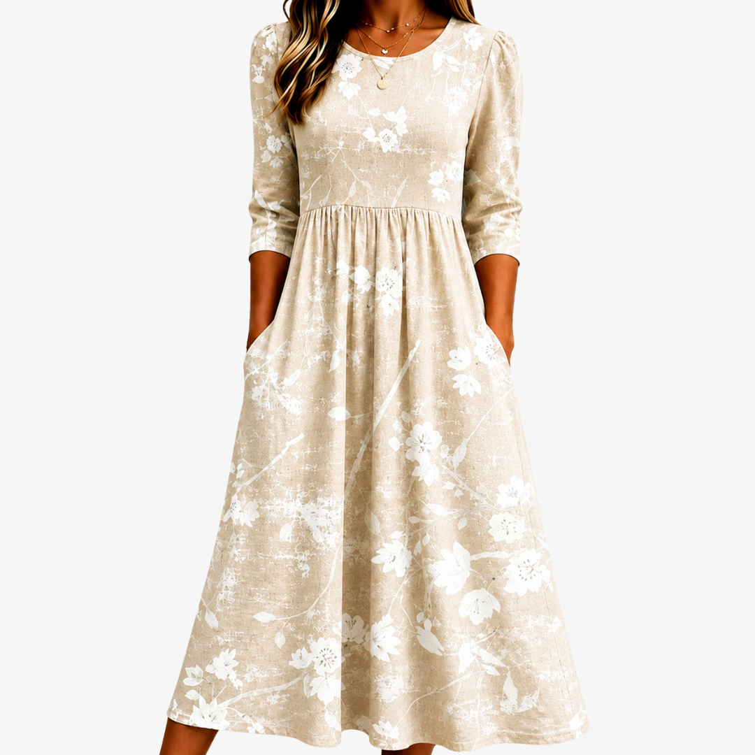 Robe Midi Quotidienne Floraison Douce Prairie