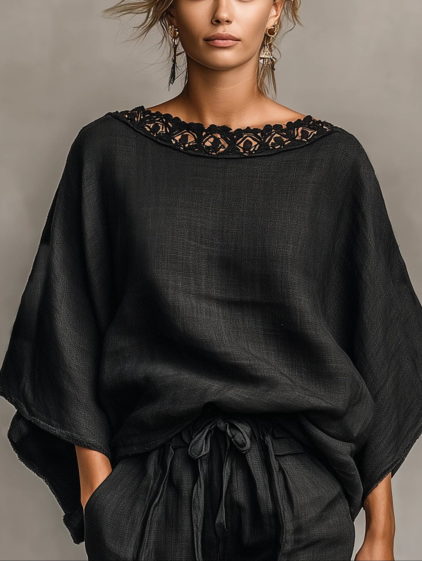 Luna Lace Boat Neck Blouse and Shorts Set