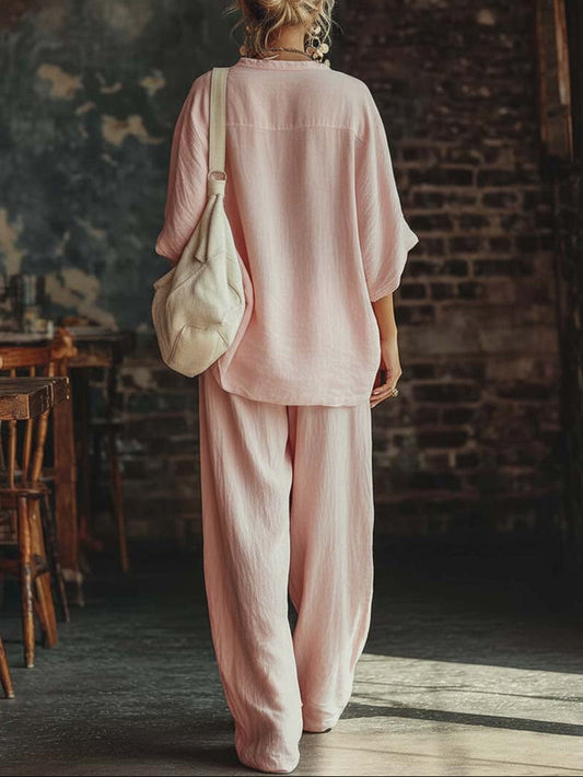 Aurora V-Neck Shirt and Trousers Set