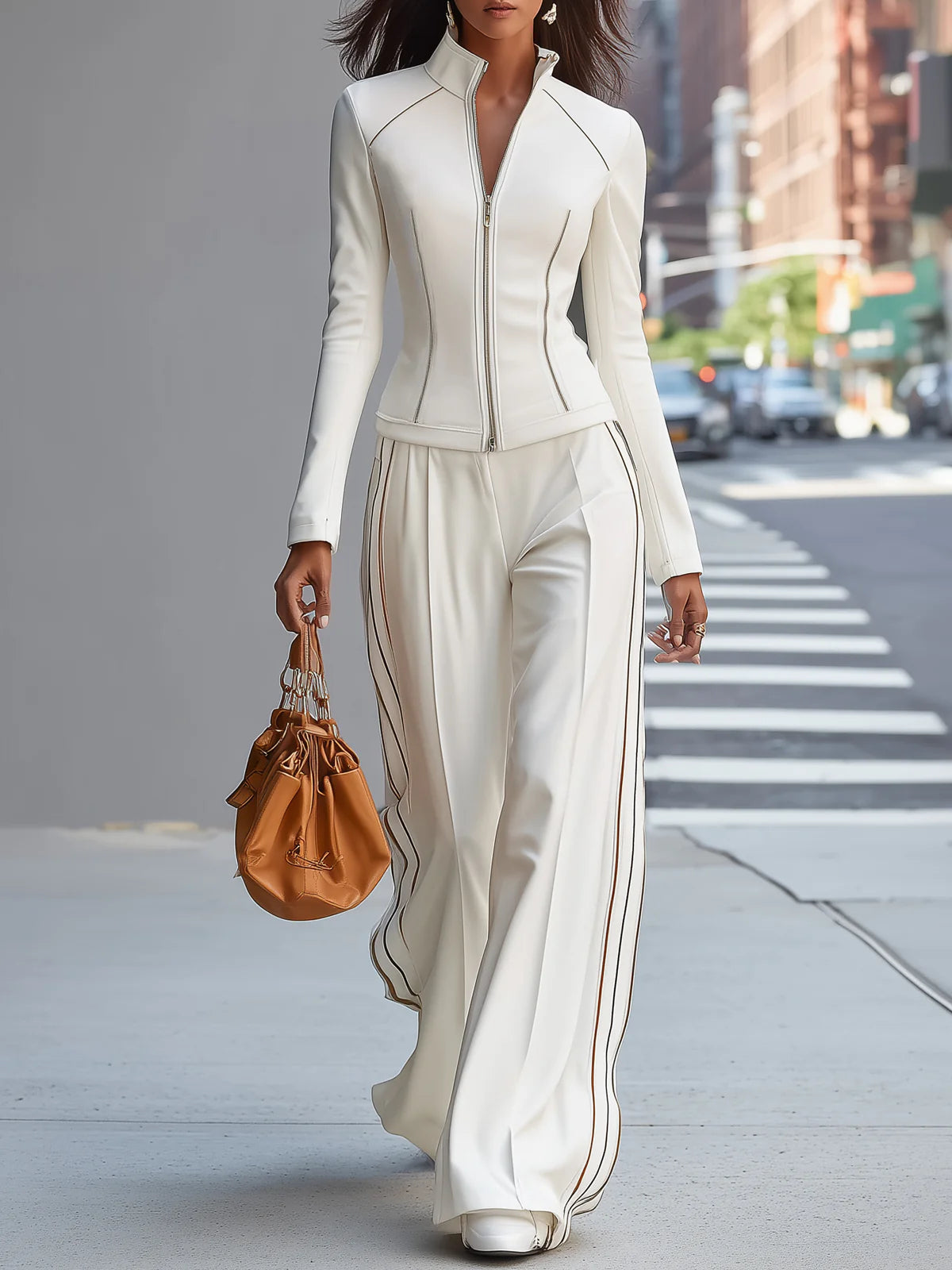 Piper Zip-Up Wide-Leg Pant Set