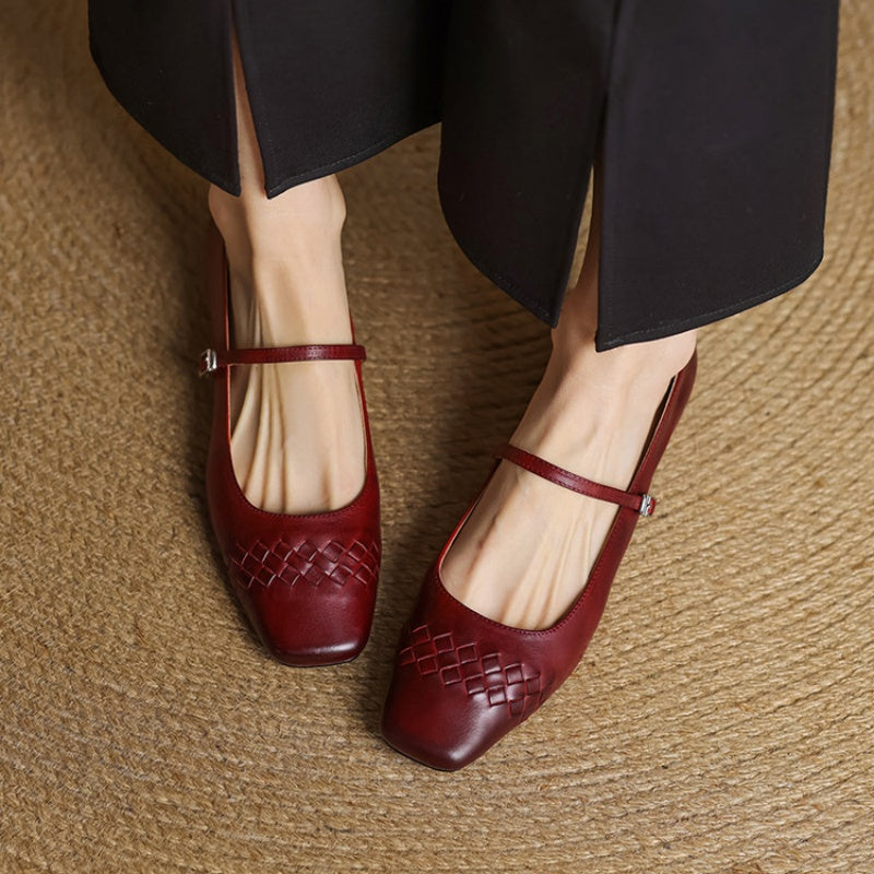 Velin Genuine Leather Mary Jane Flats