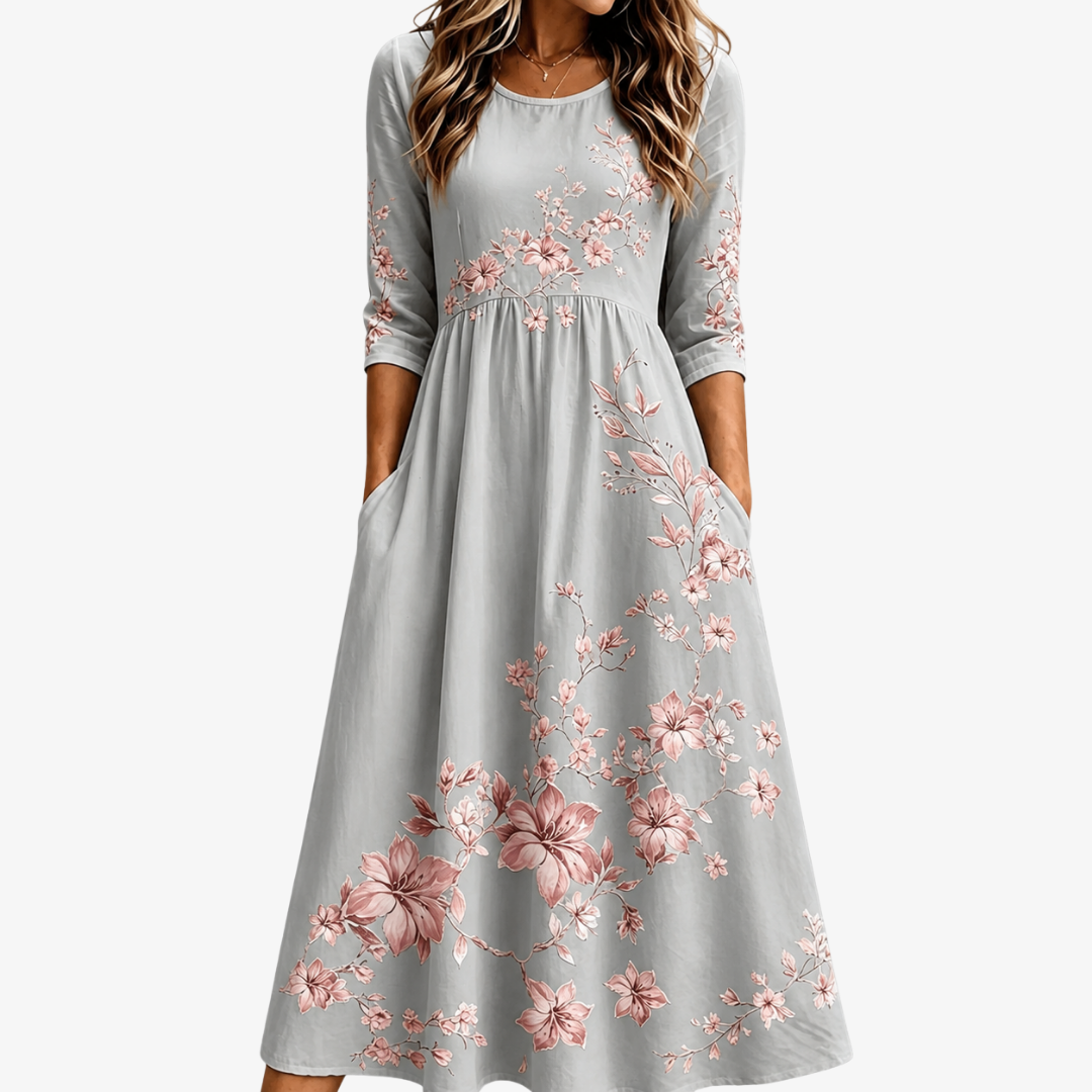 Robe Midi Refuge Floraison Argentée