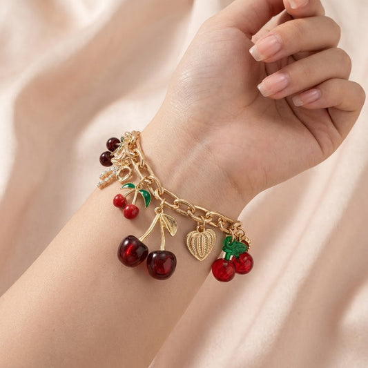 Red Cherry Charm Bracelet