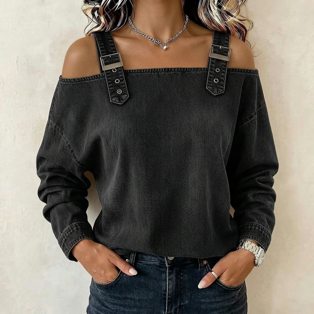 Serena Denim Off Shoulder Top