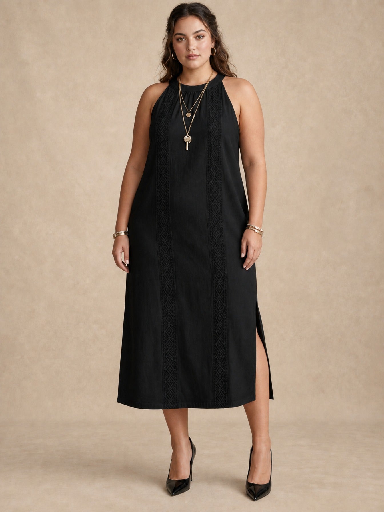 Adele Black Lace Midi Dress