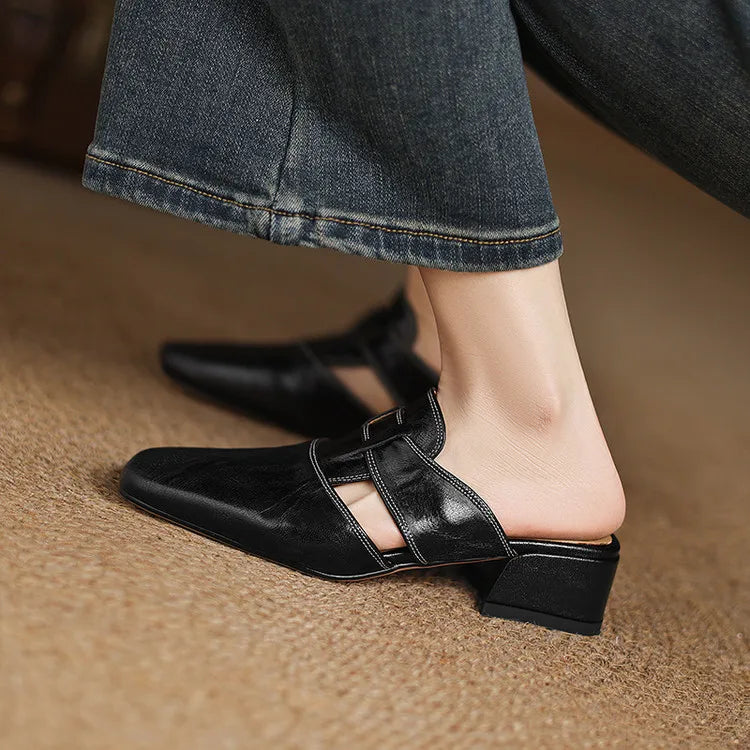 Serena Genuine Leather Mules