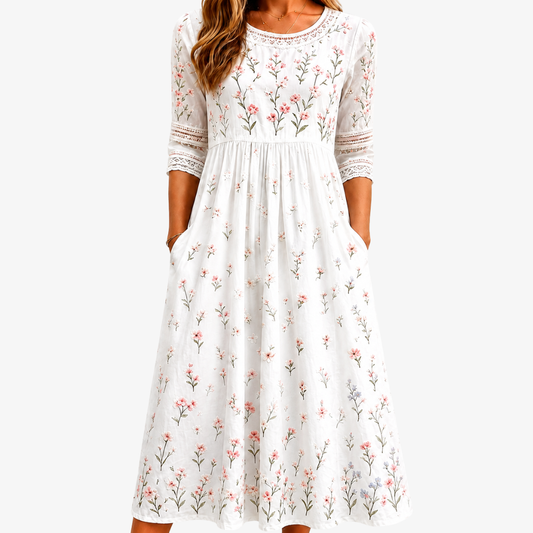 Robe Midi à Poches Fleurs des Champs Murmurantes