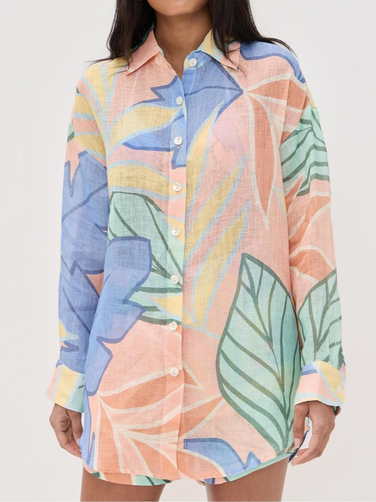 Kim Tropical Leaf Printed Short Set