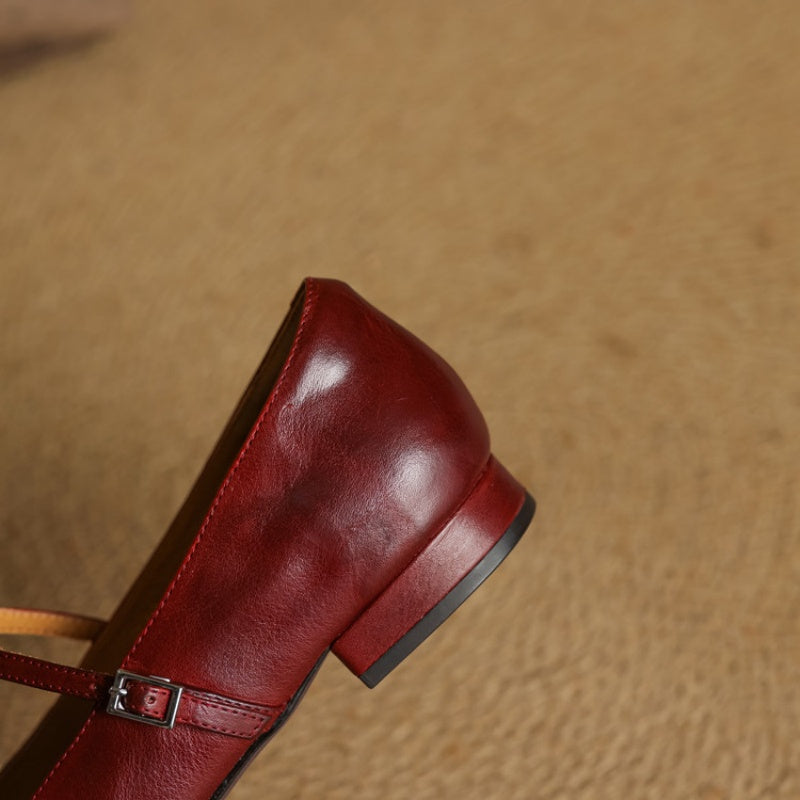 Velin Genuine Leather Mary Jane Flats