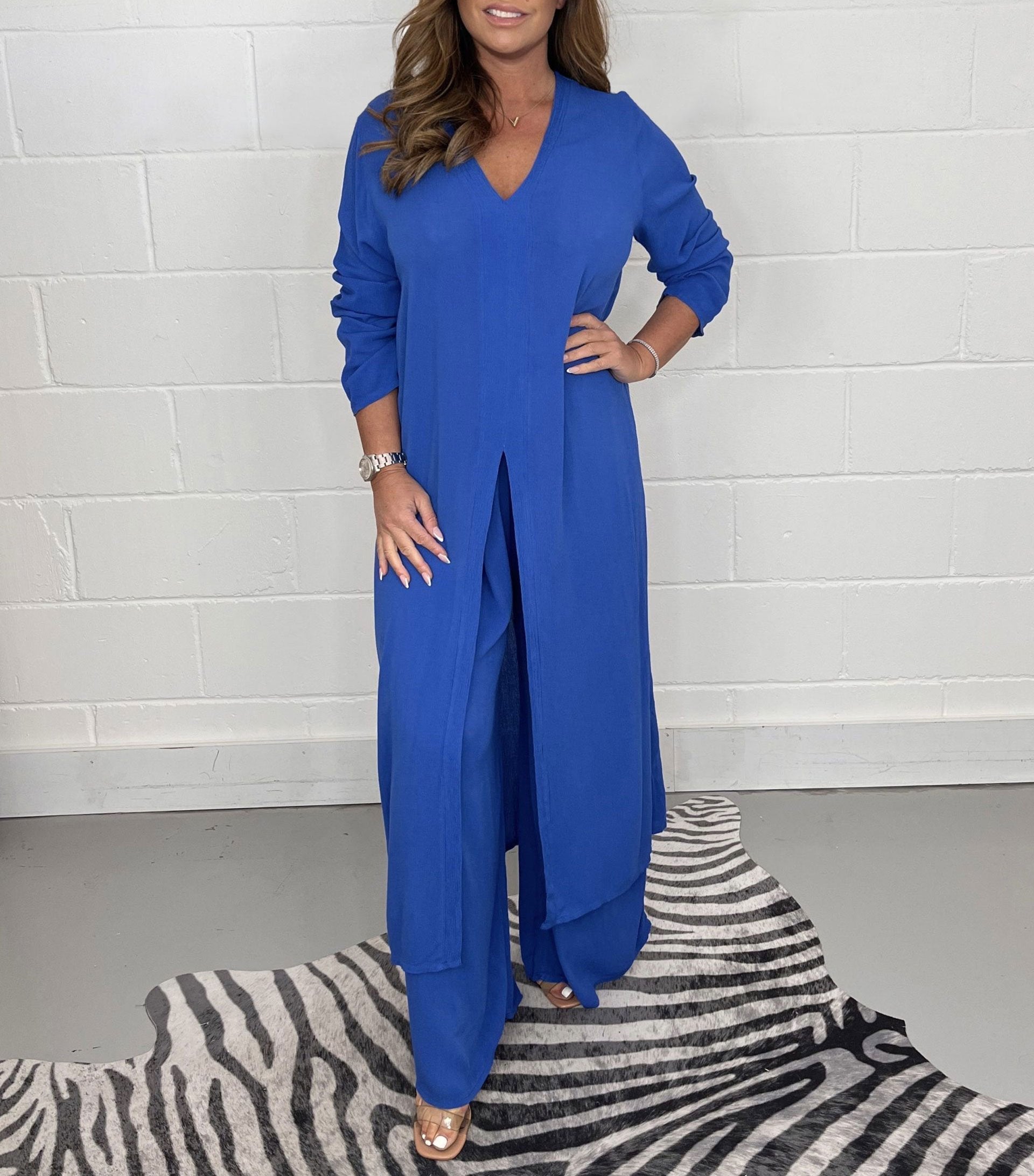 Lany Casual Long Top and Matching Pants Set