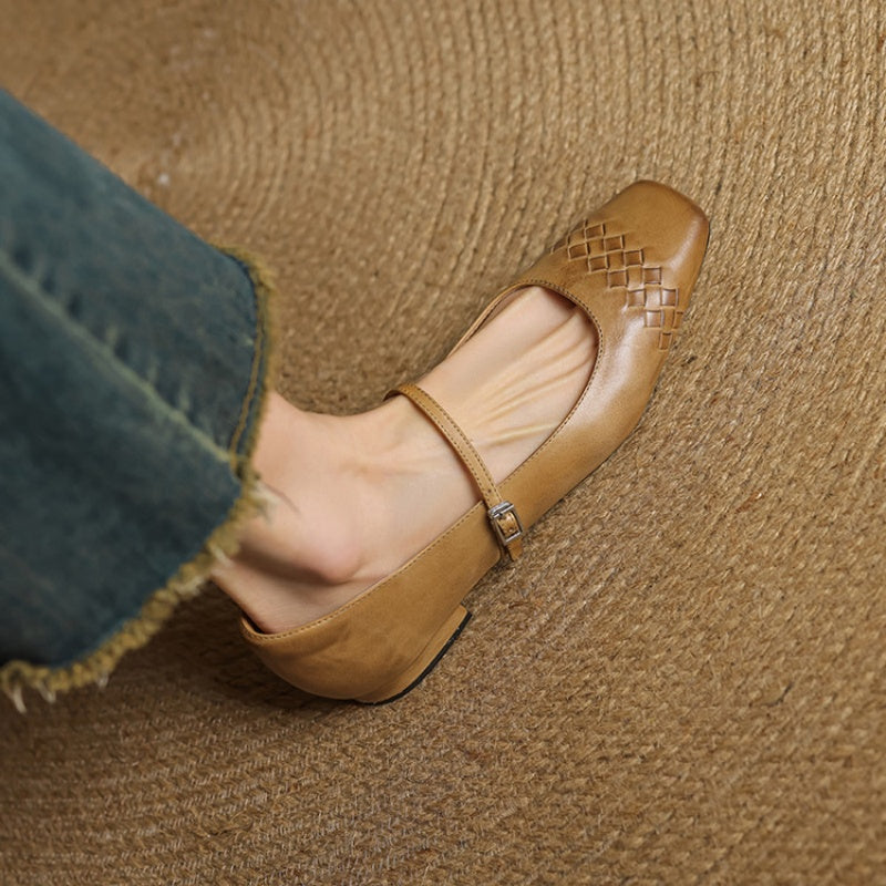 Velin Genuine Leather Mary Jane Flats