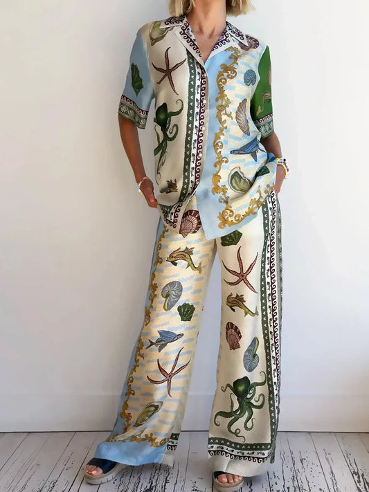Talia Deep Sea Floral Print Set