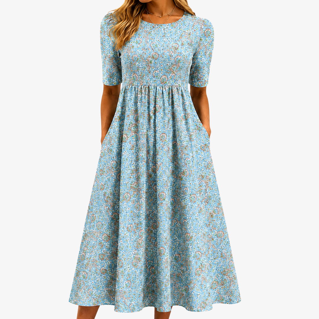 Robe Maxi à Poches Mosaïque Bord de Mer