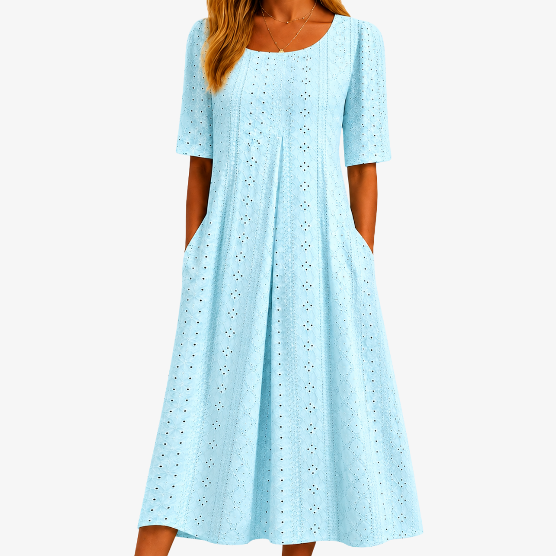 Robe Midi à Poches Broderie Anglaise Skylight Grace