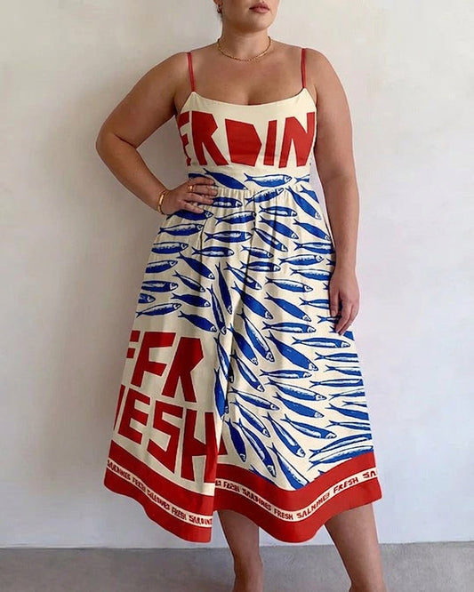 Winslowe | Coastal Art Midi Dress