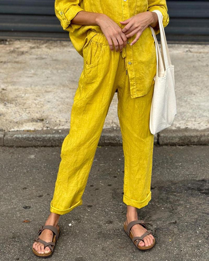 Ivana V-Neck Shirt & Pants Set