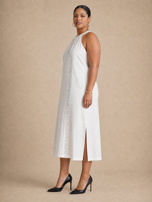 Adele White Lace Midi Dress