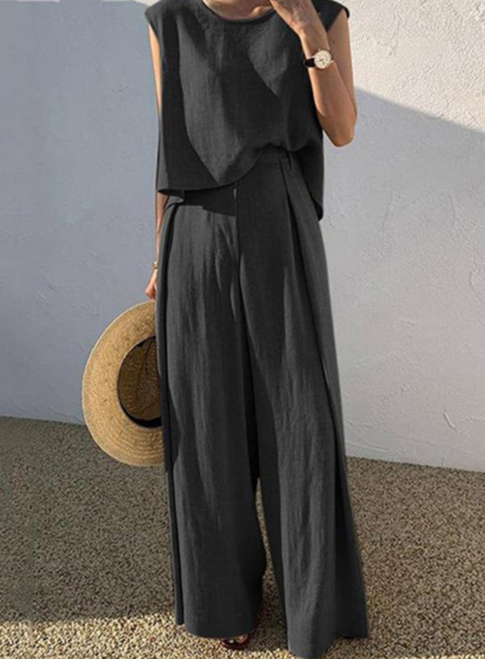 Angela Linen Blend Casual Pants Set