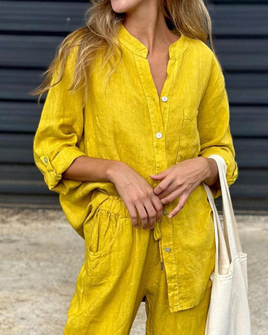 Ivana V-Neck Shirt & Pants Set