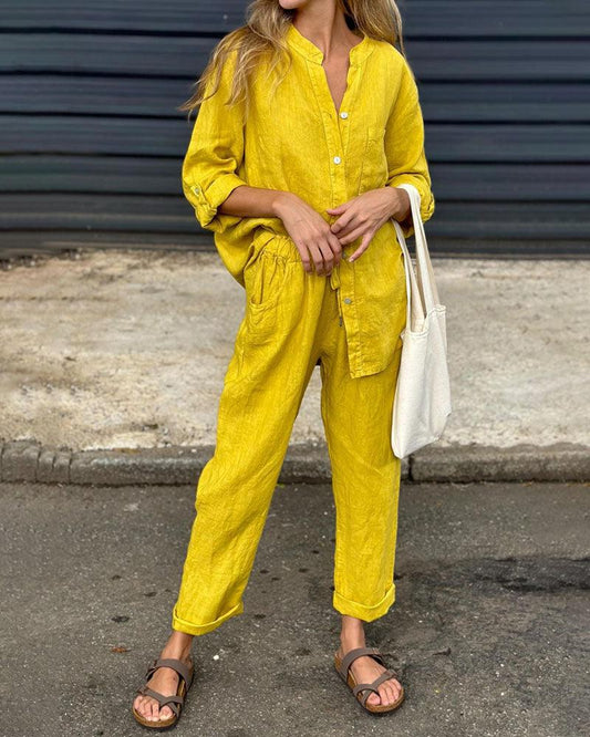Ivana V-Neck Shirt & Pants Set