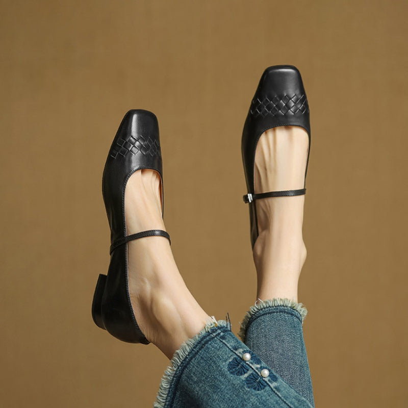 Velin Genuine Leather Mary Jane Flats