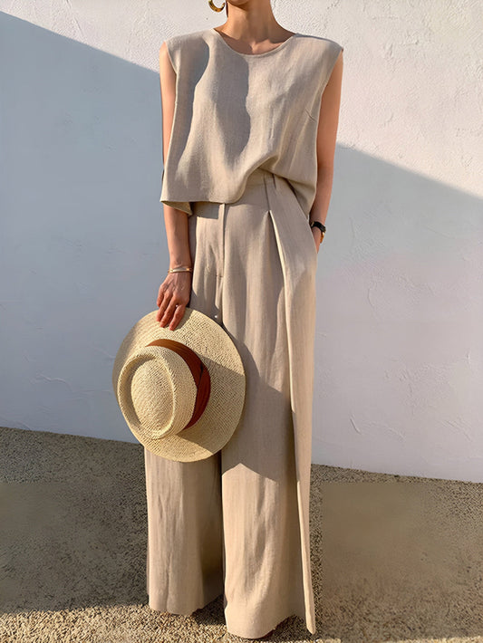 Angela Linen Blend Casual Pants Set