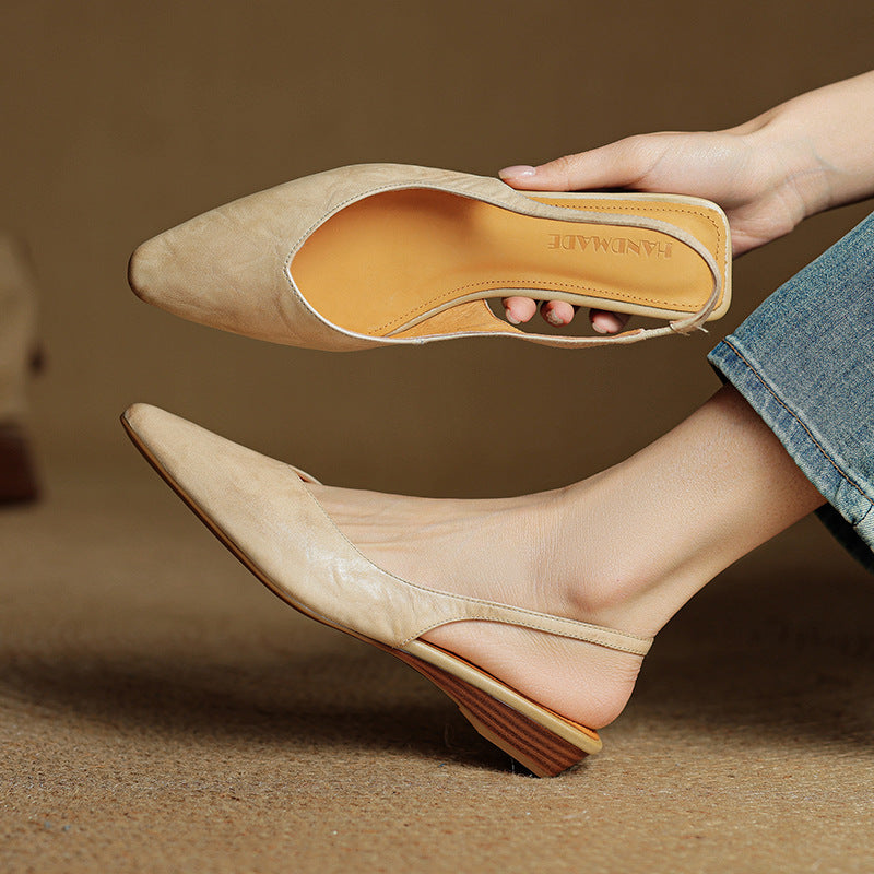 Cadie Genuine Leather Slingbacks