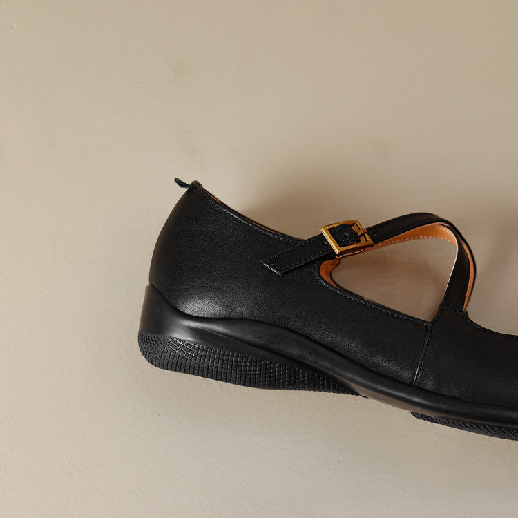 Gisel Genuine Leather Crisscross Flats