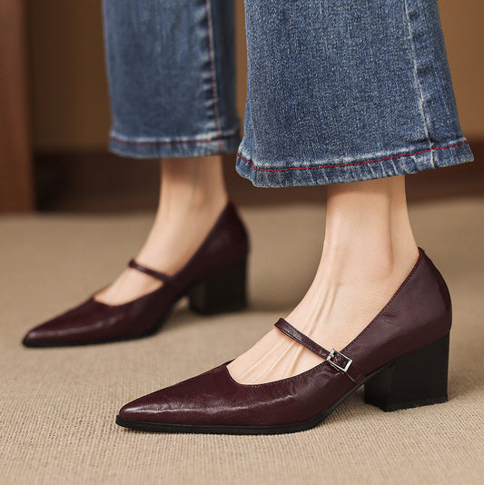Breya Genuine Leather Heels