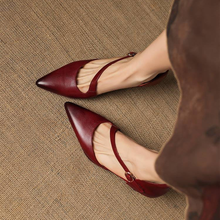 Avena Genuine Leather Crossover Strap Heels