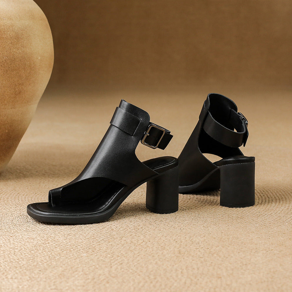 Zela Genuine Leather Cuff Heels