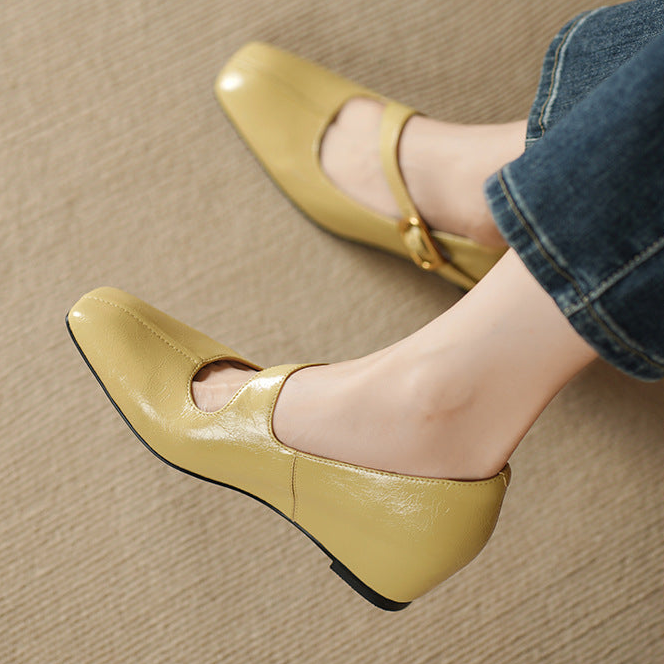 Viora Genuine Leather Mary Jane Heels
