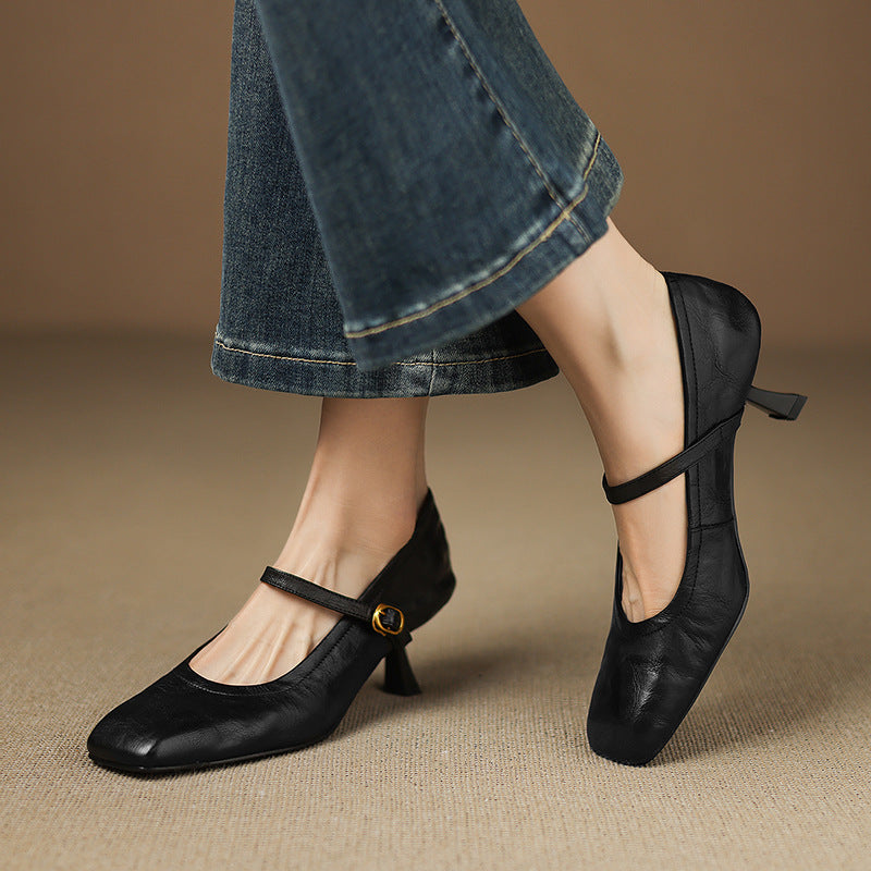 Lizel Genuine Leather Heels