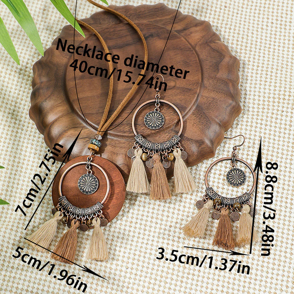 Leilani Bohemian Tassel Necklace Earrings Set