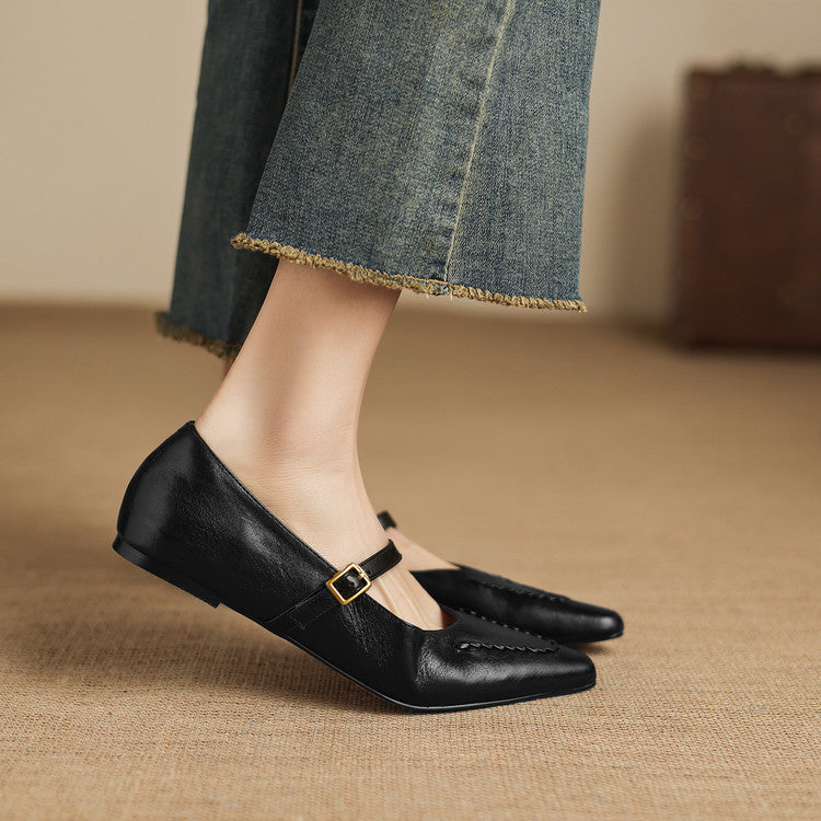 Syla Genuine Leather Flats