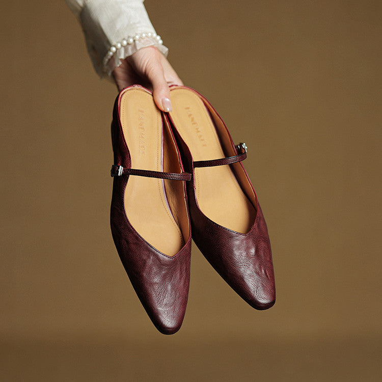 Talia Genuine Leather Mules