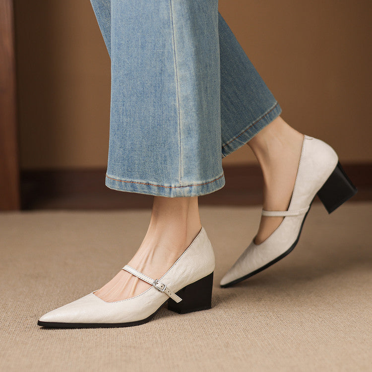 Breya Genuine Leather Heels