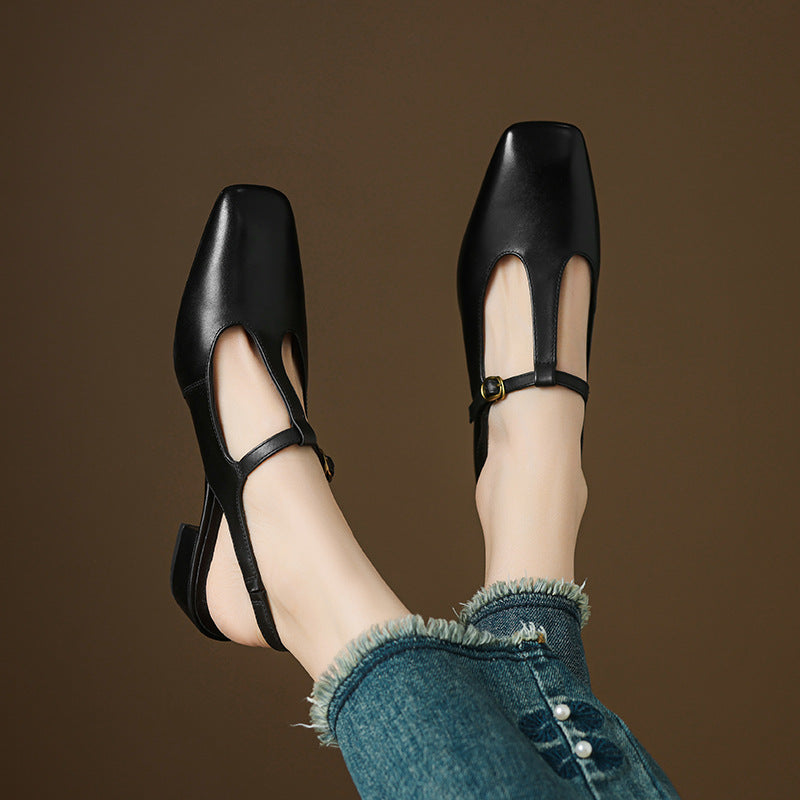 Jessi T-Strap Genuine Leather Heels