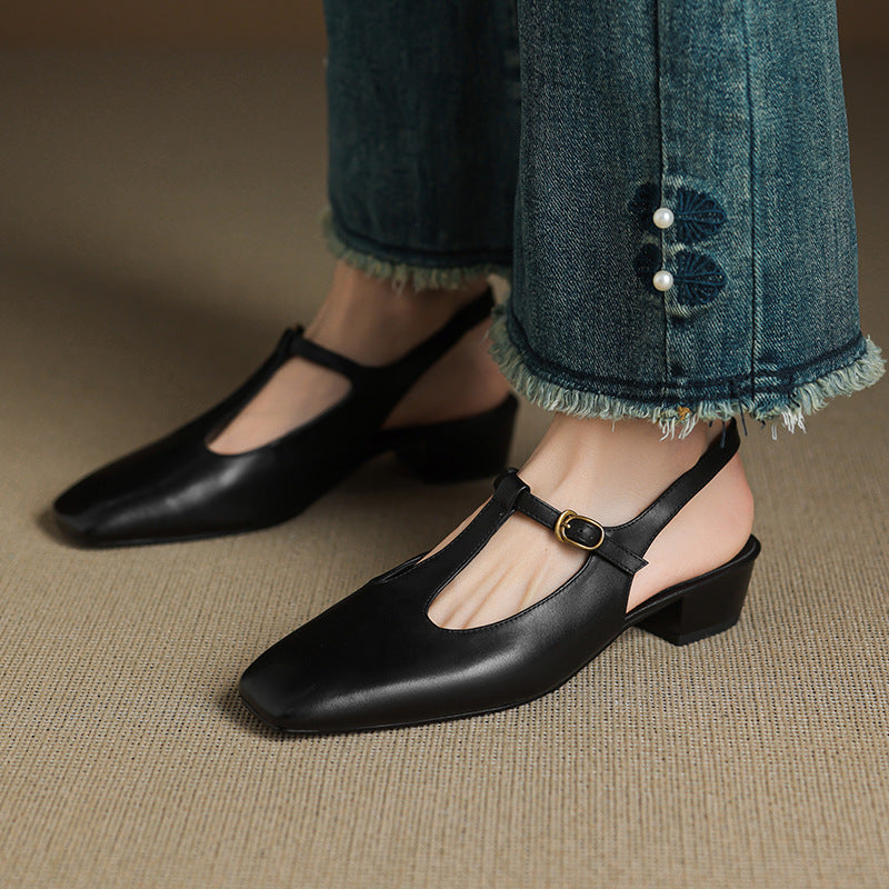 Jessi T-Strap Genuine Leather Heels