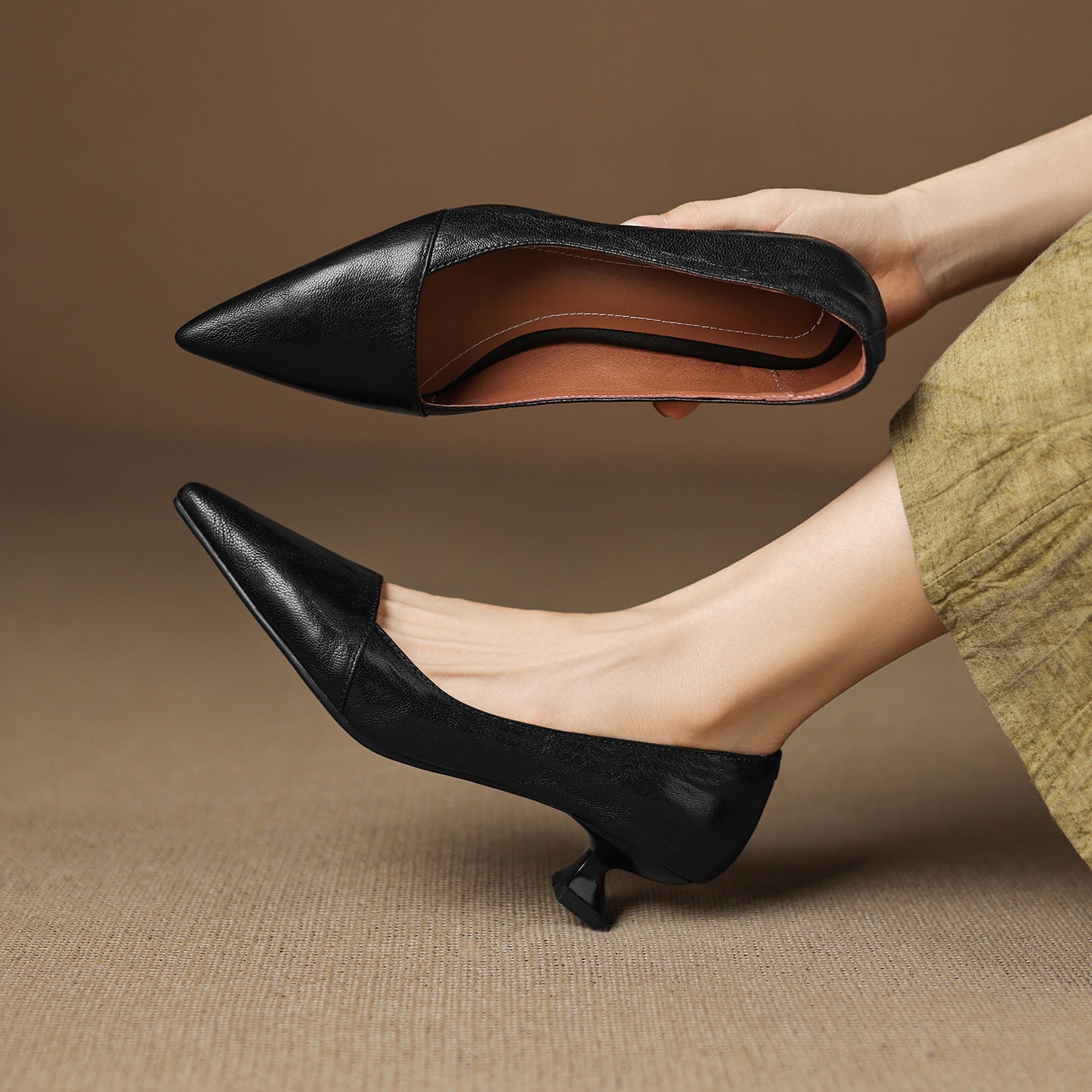 Selly Genuine Leather Heels