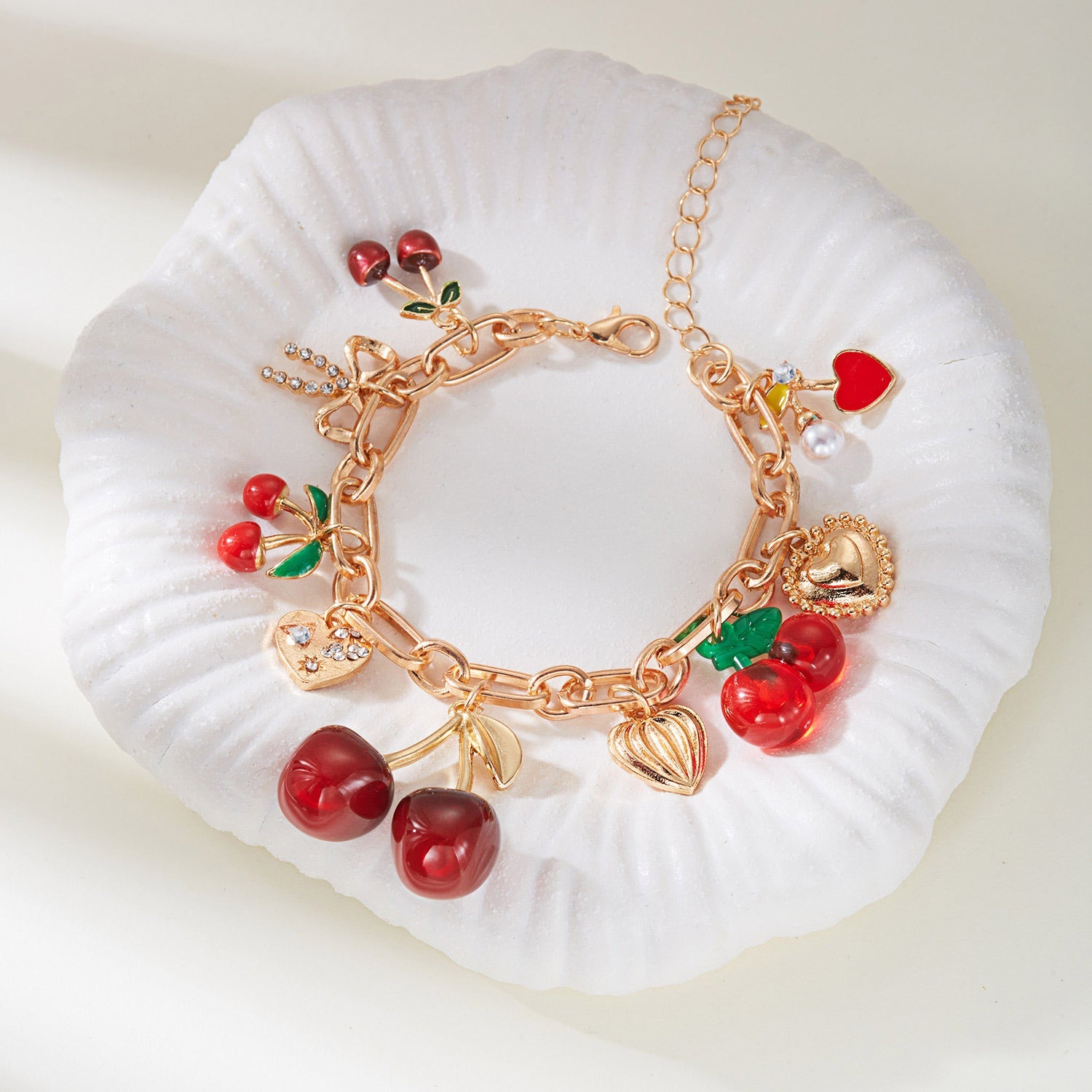 Red Cherry Charm Bracelet