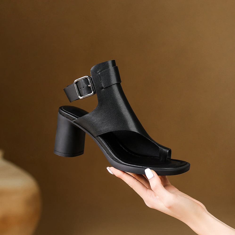 Zela Genuine Leather Cuff Heels