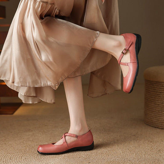 Gisel Genuine Leather Crisscross Flats