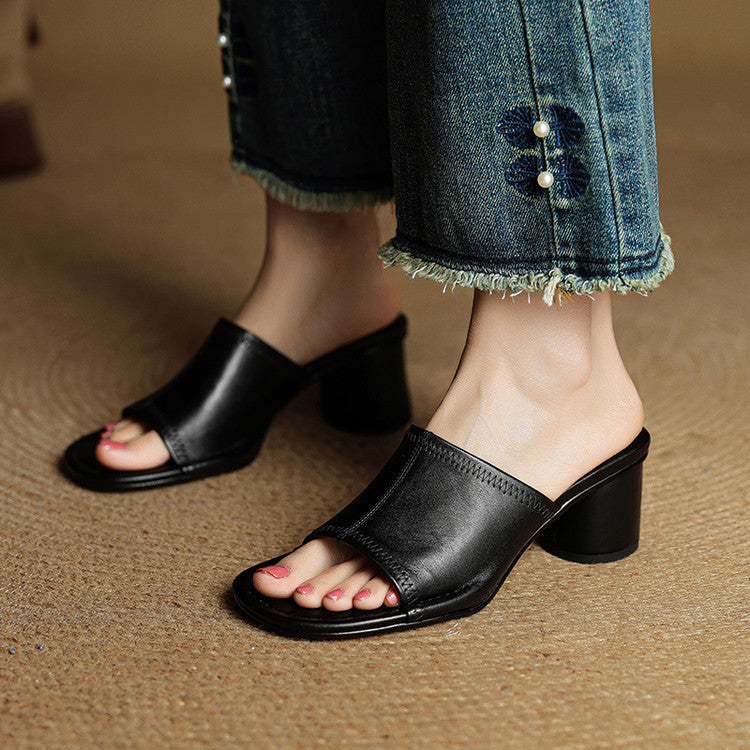 Amira Genuine Leather Mules