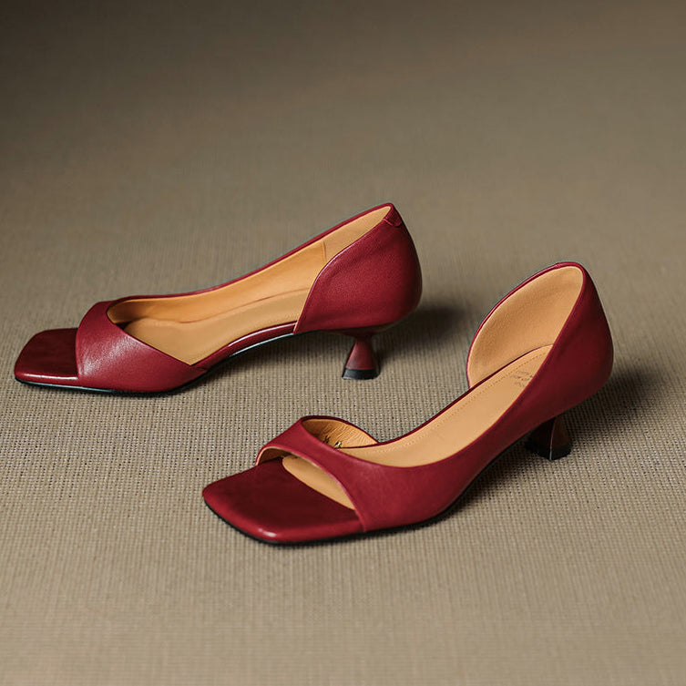 Celin Peep Toe Genuine Leather Heels