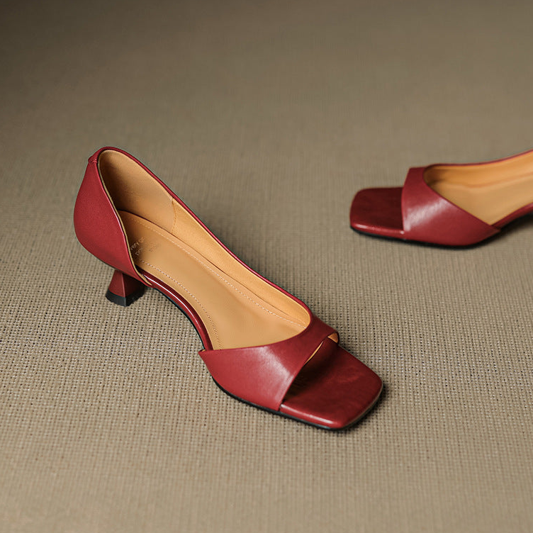 Celin Peep Toe Genuine Leather Heels