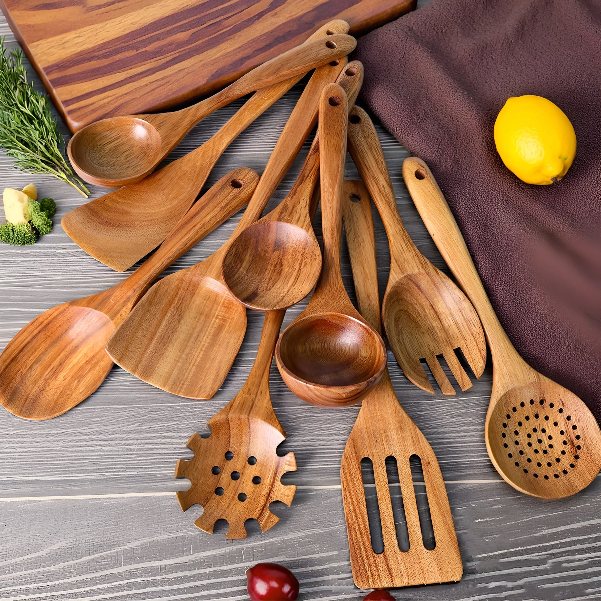 Natural Wood Cooking Utensil Set