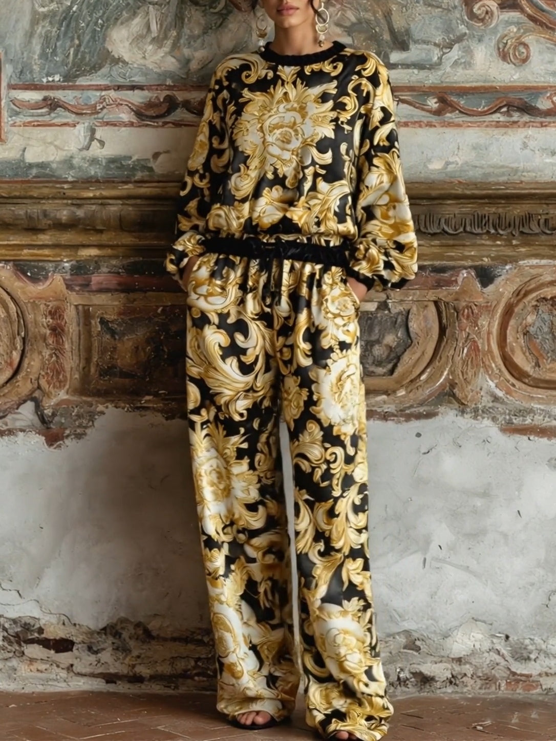 Ava Baroque Floral Loungewear Set