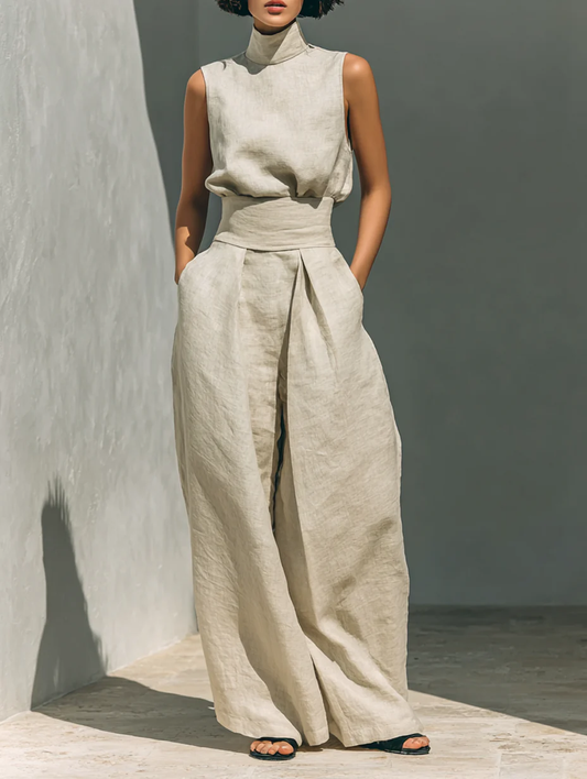 Nana Sleeveless Top and Wide-leg Pants Set